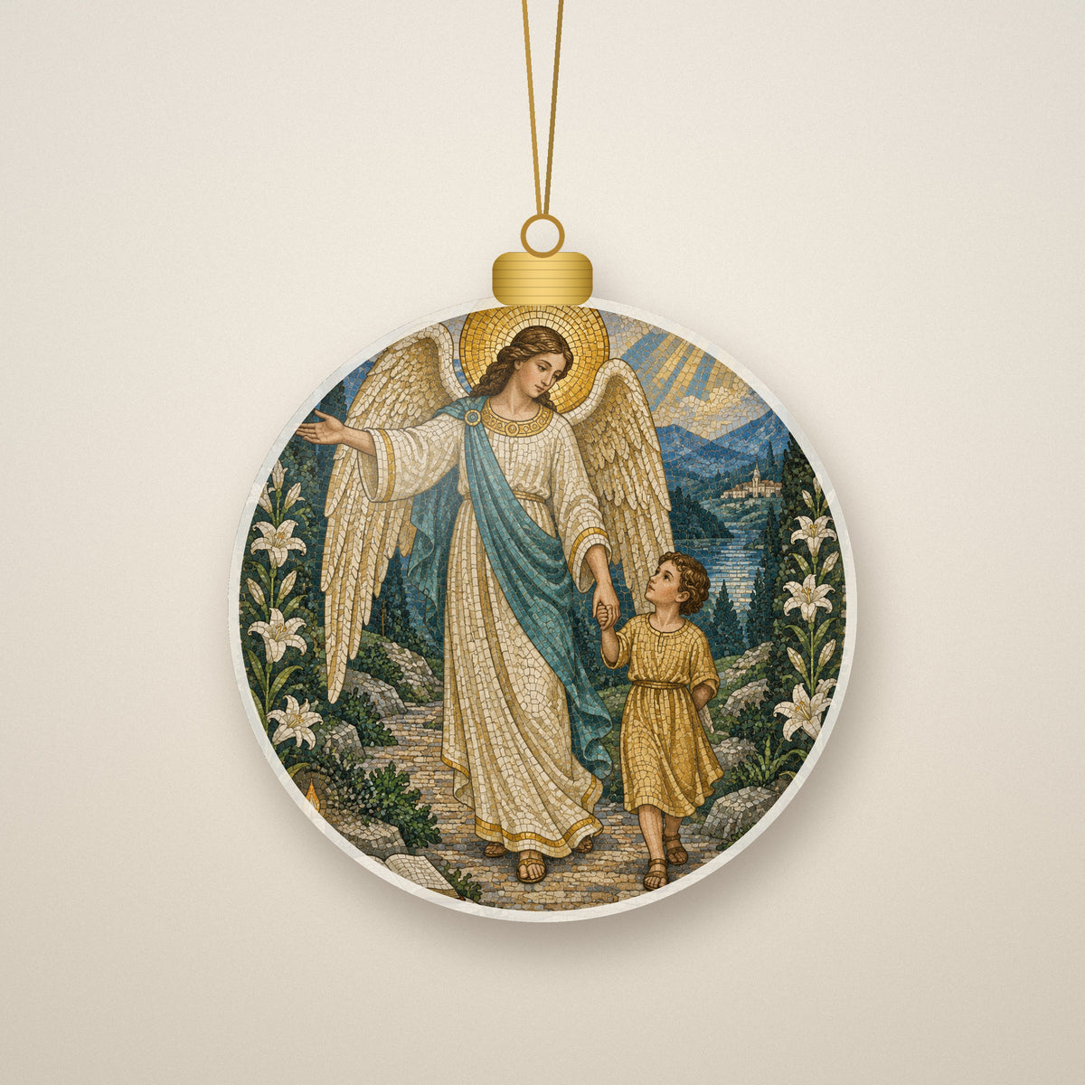 Given Charge Over Thee Ceramic Ornament - Catholic Christmas Ornament, front view