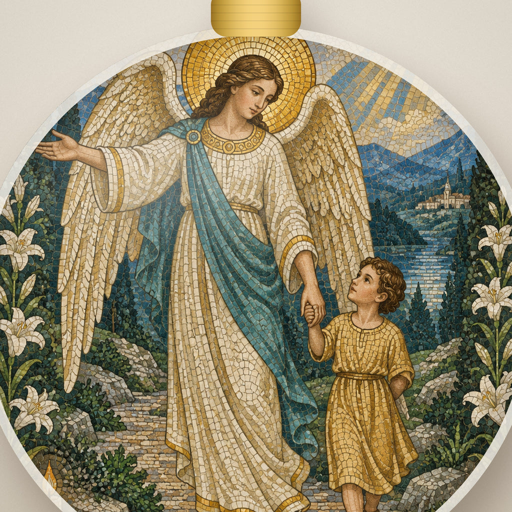 Given Charge Over Thee Ceramic Ornament - Catholic Christmas Ornament, detail view