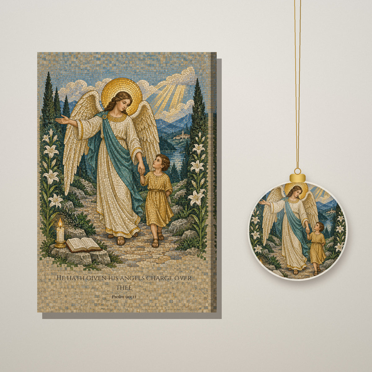 Given Charge Over Thee Ceramic Ornament - Catholic Christmas Ornament, styled in the home
