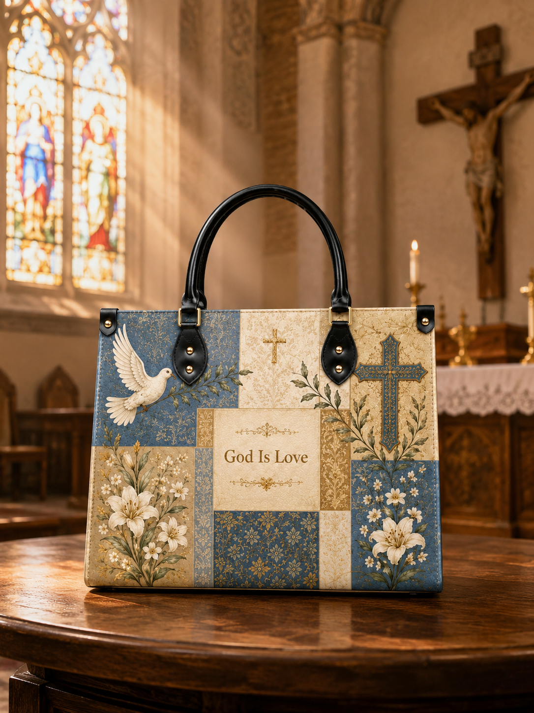 "God Is Love" Leather Handbag - Catholic Leather Handbag, View 5
