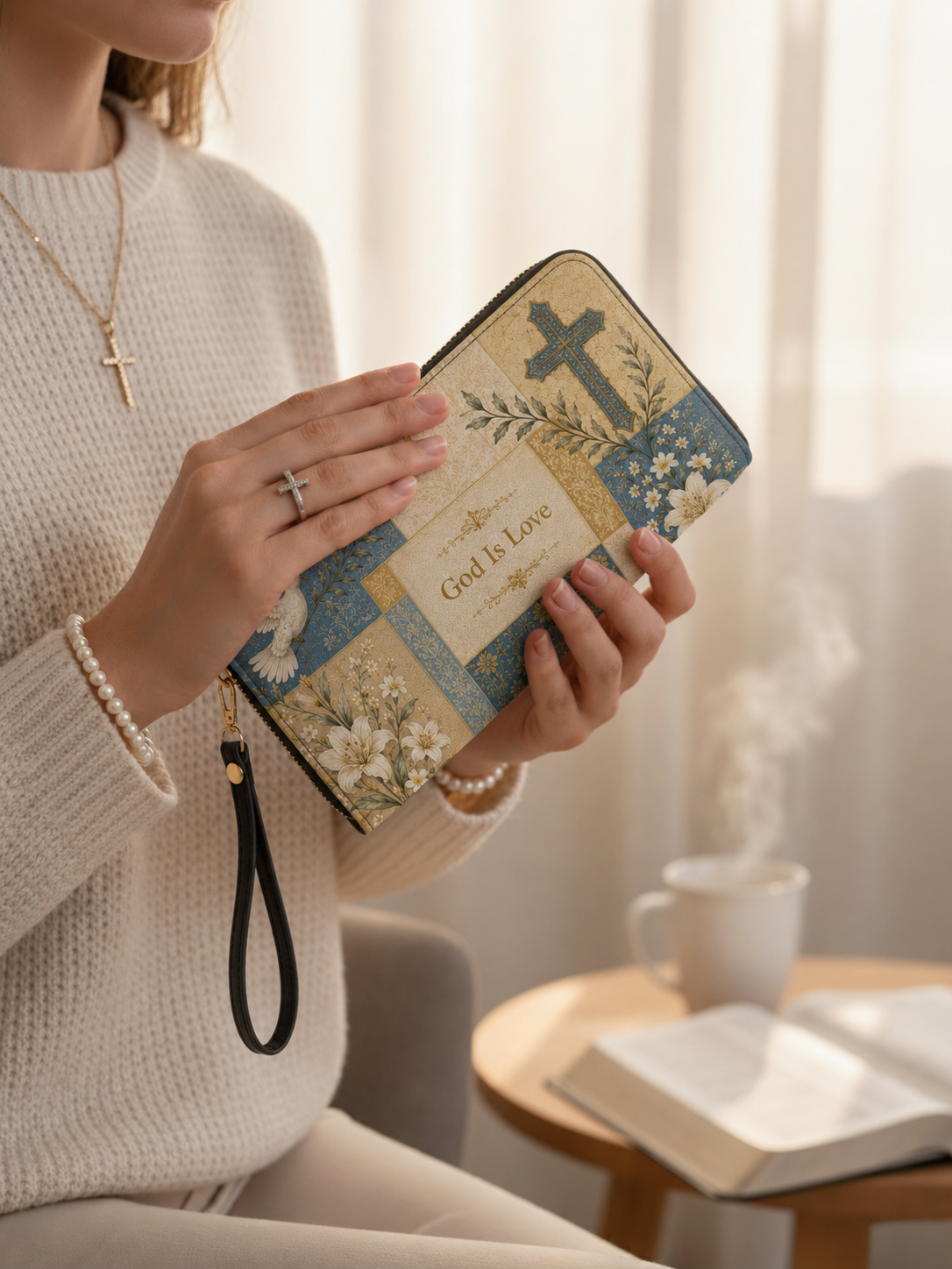 "God Is Love" Leather Wallet - Catholic Leather Wallet, View 3
