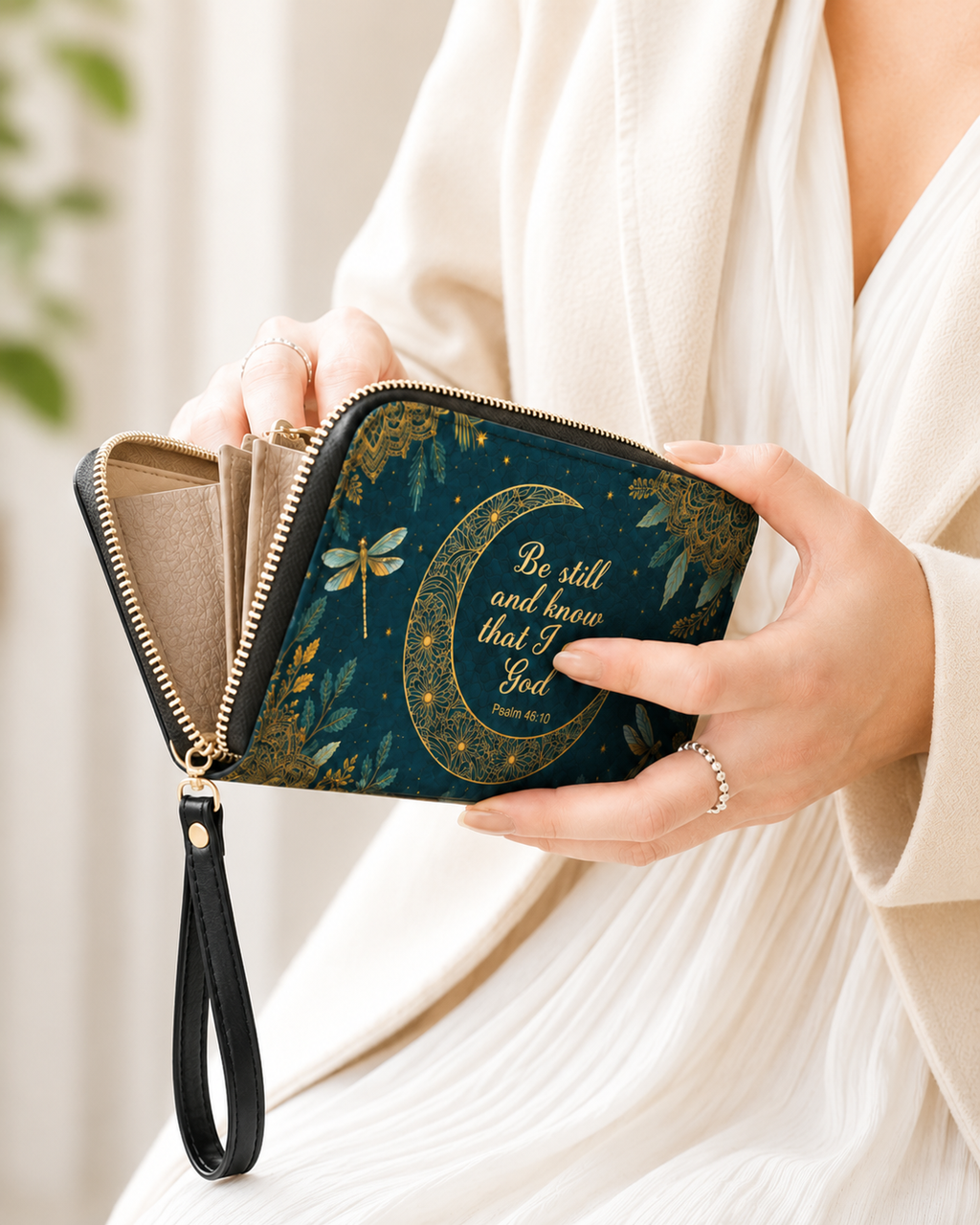 "Golden Stillness" Leather Wallet - Catholic Leather Wallet, View 5