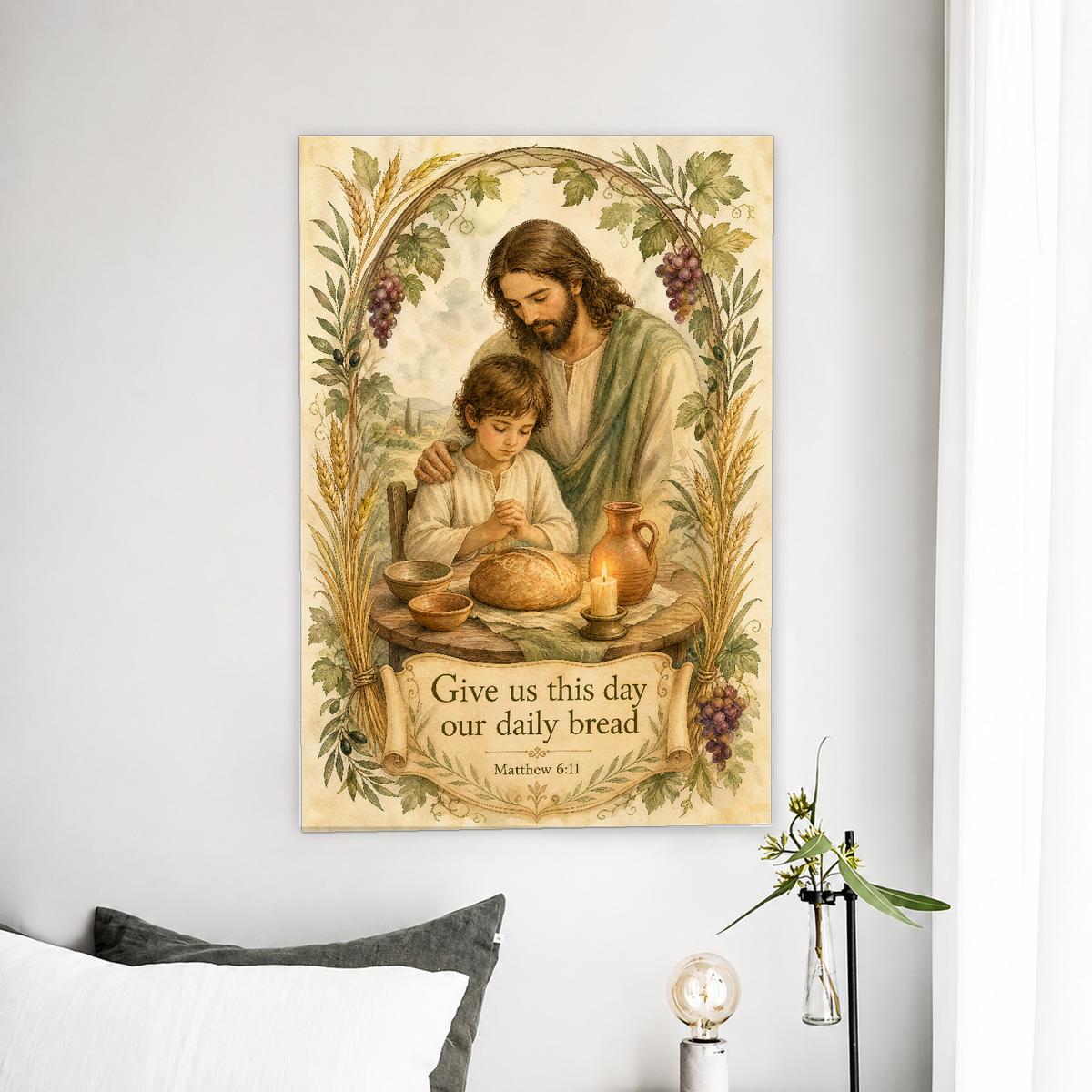 Grace at the Supper Table Canvas Wall Art - Christian Wall Art, front view