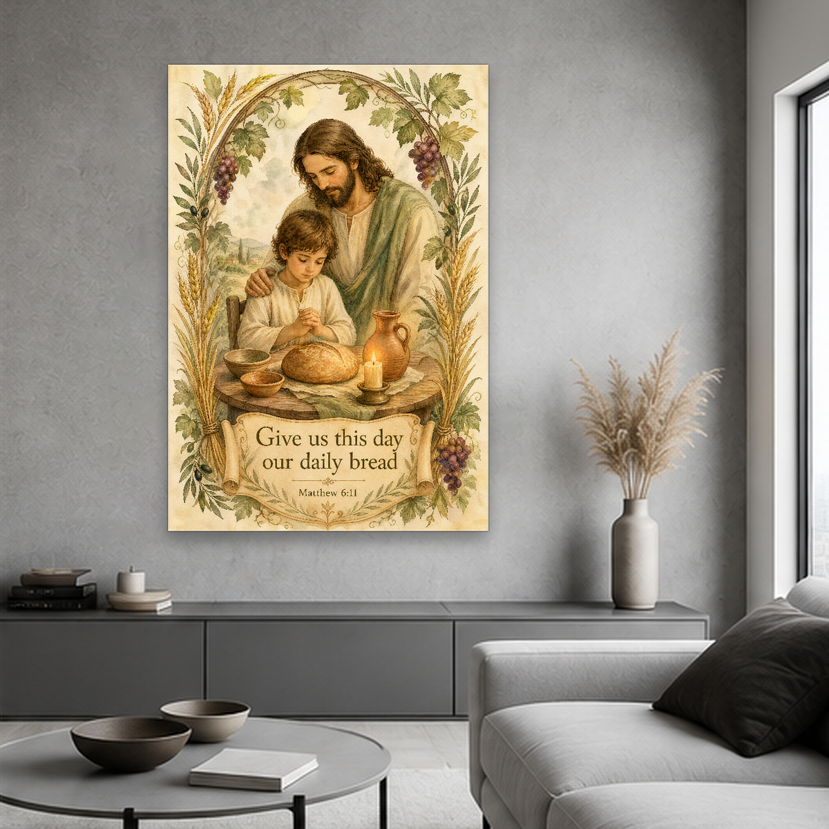 Grace at the Supper Table Canvas Wall Art - Christian Wall Art, styled in the home