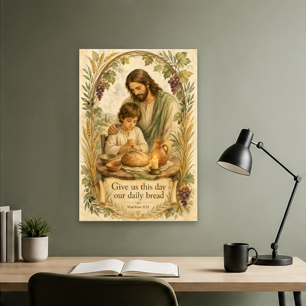 Grace at the Supper Table Canvas Wall Art - Christian Wall Art, hanging display