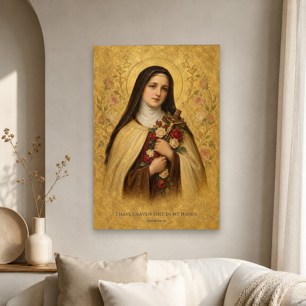 Graven in His Hands Canvas Wall Art - Catholic Wall Art, scale reference