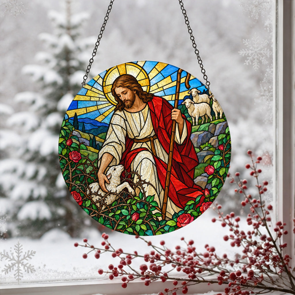 Grex Meus II Glass Suncatcher - Catholic Suncatcher, detail view