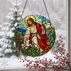 Grex Meus II Glass Suncatcher - Catholic Suncatcher, detail view