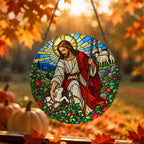 Grex Meus II Glass Suncatcher - Catholic Suncatcher, hanging display
