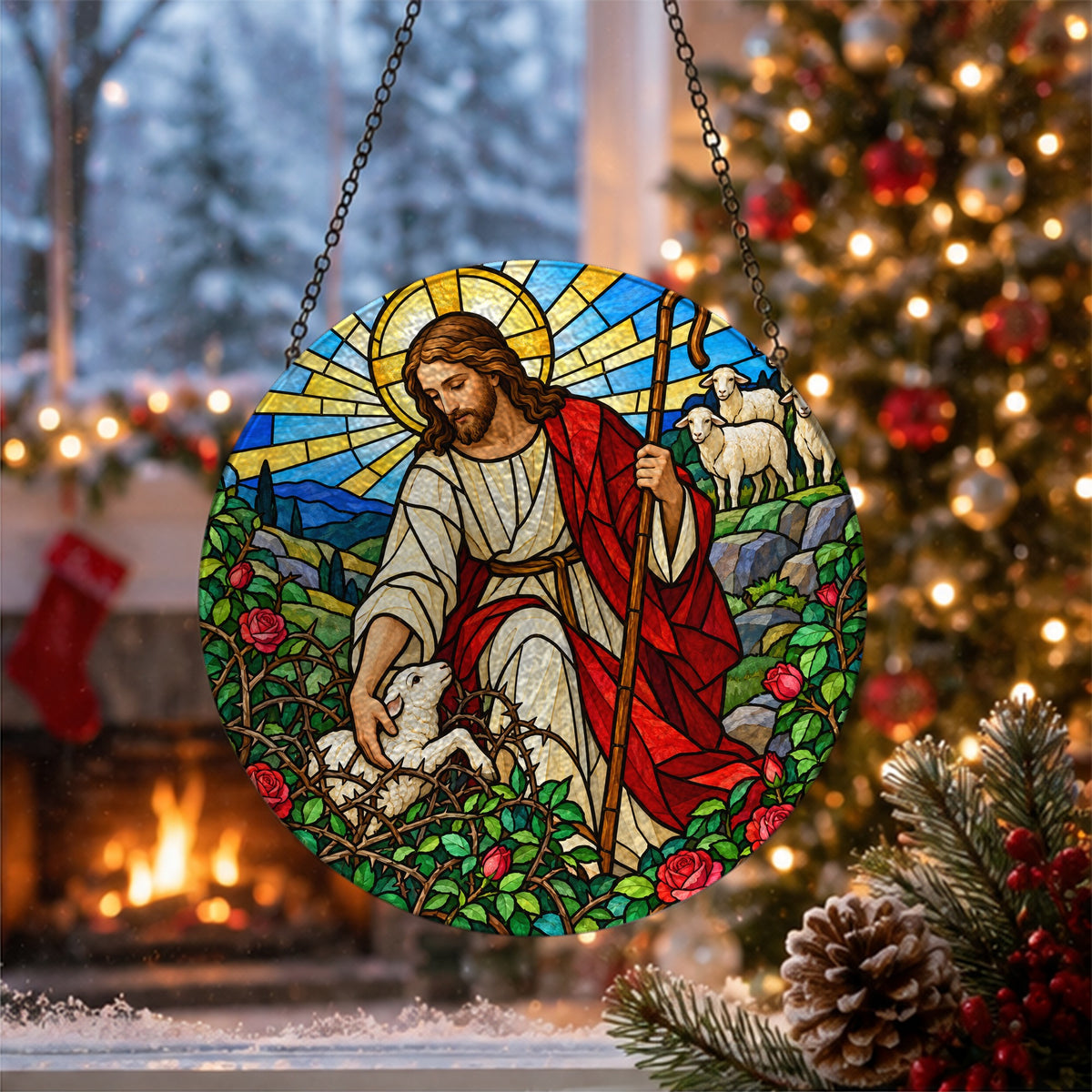 Grex Meus II Glass Suncatcher - Catholic Suncatcher, close-up of the print