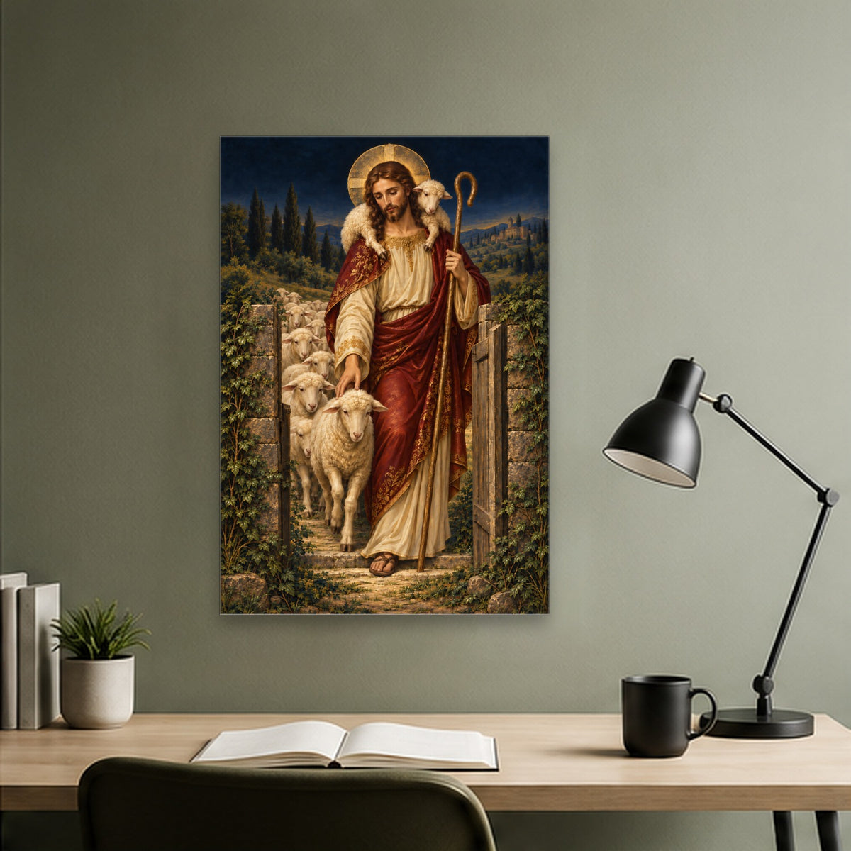 Grex Meus IV Canvas Wall Art - Catholic Wall Art, close-up of the print