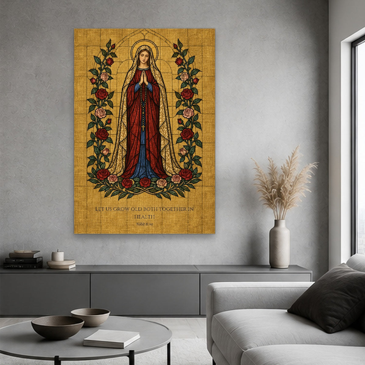 Grow Old Together Canvas Wall Art - Catholic Wall Art, hanging display