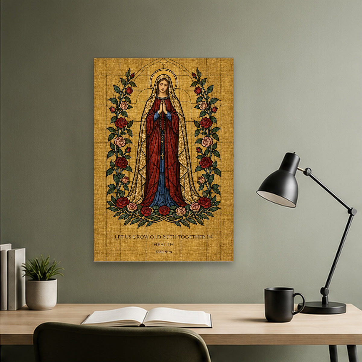 Grow Old Together Canvas Wall Art - Catholic Wall Art, close-up of the print