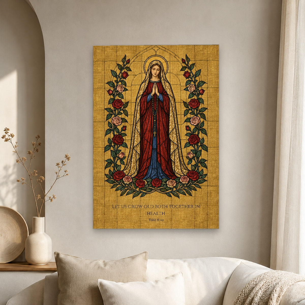 Grow Old Together Canvas Wall Art - Catholic Wall Art, scale reference