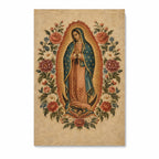 Guadalupe Floreada Canvas Wall Art - Catholic Wall Art, front view