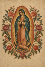 Guadalupe Floreada Canvas Wall Art - Catholic Wall Art, lifestyle scene