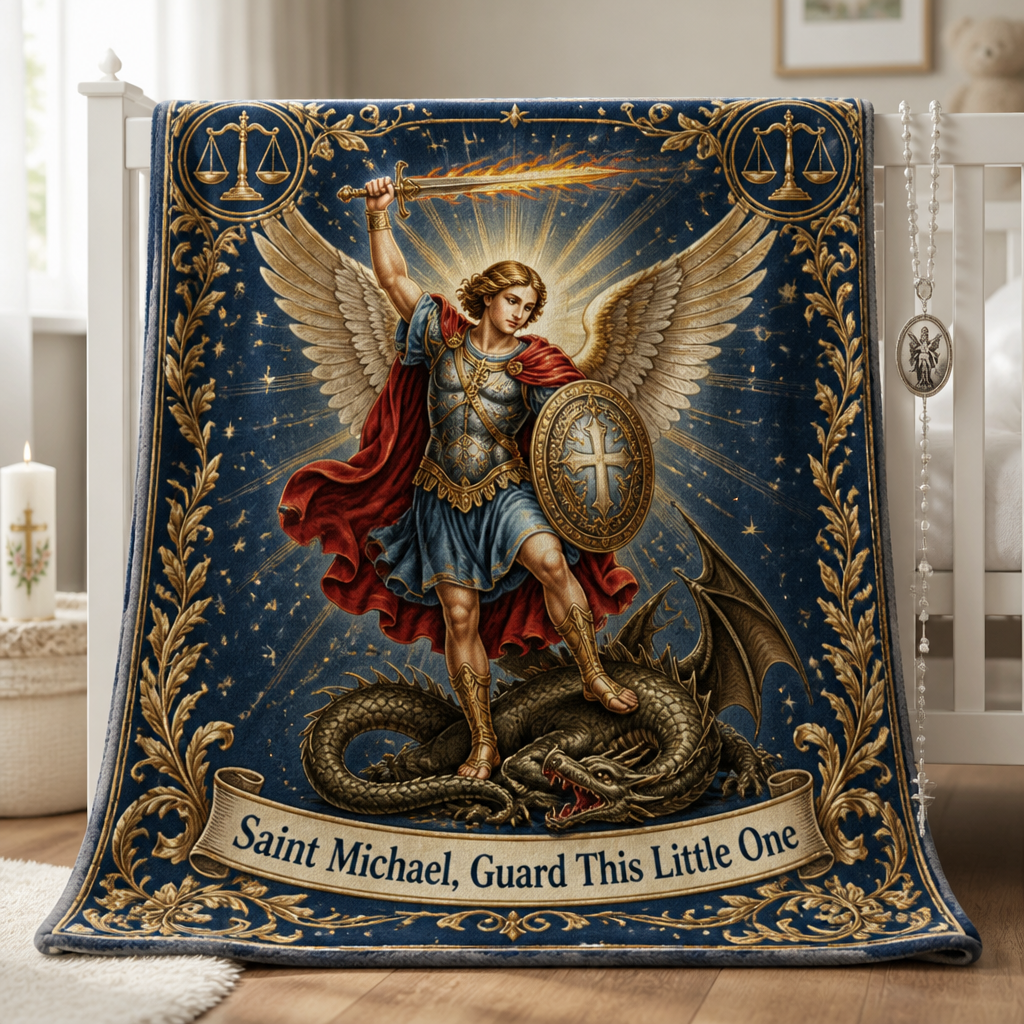 Guardian Of The Cradle Fleece Blanket - Christian Blanket, front view