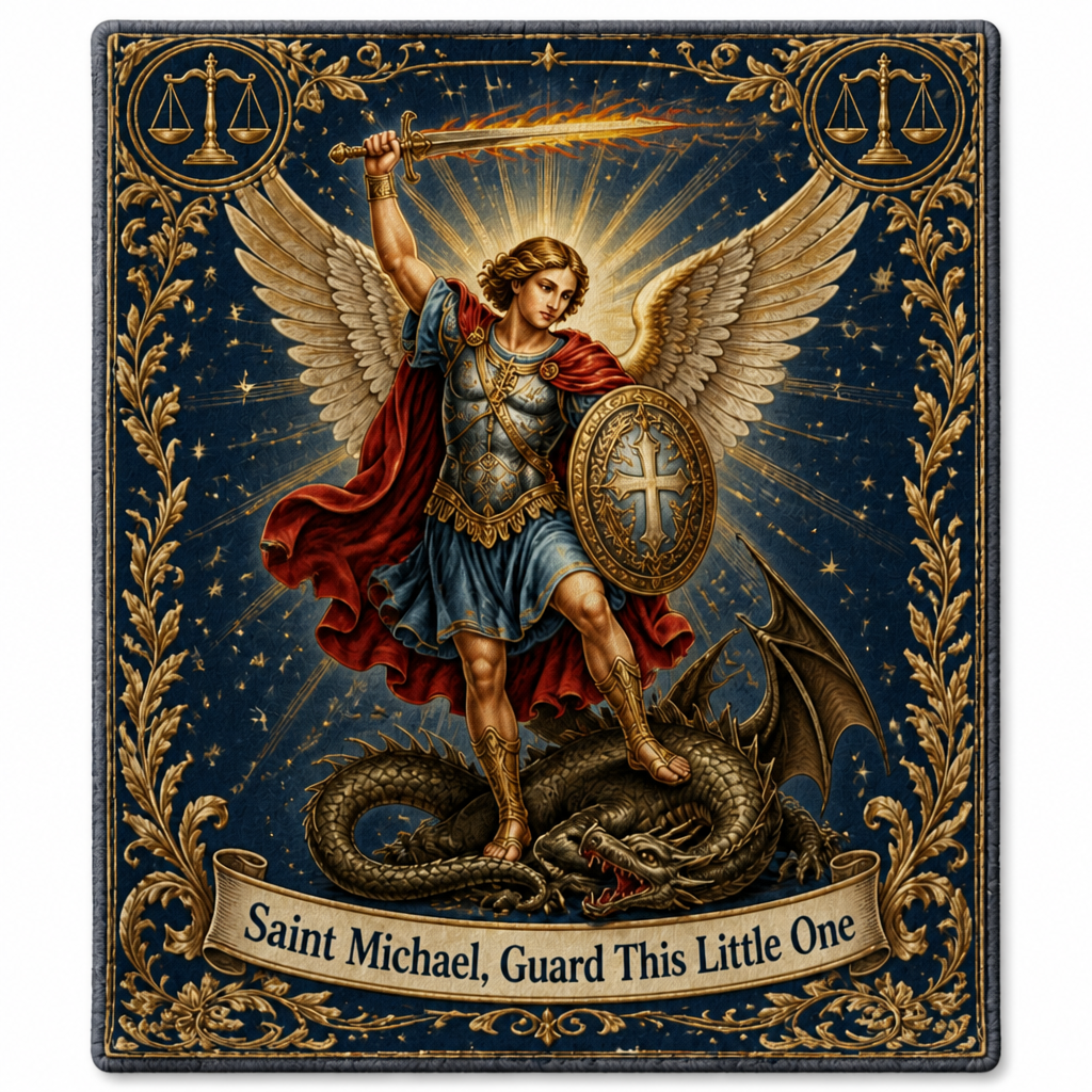 Guardian Of The Cradle Fleece Blanket - Christian Blanket, detail view