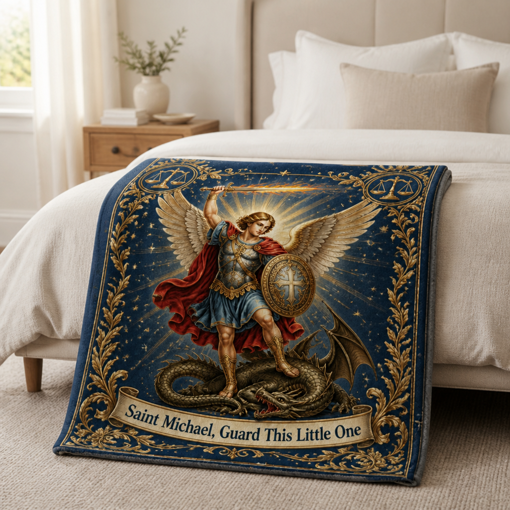 Guardian Of The Cradle Fleece Blanket - Christian Blanket, styled in the home