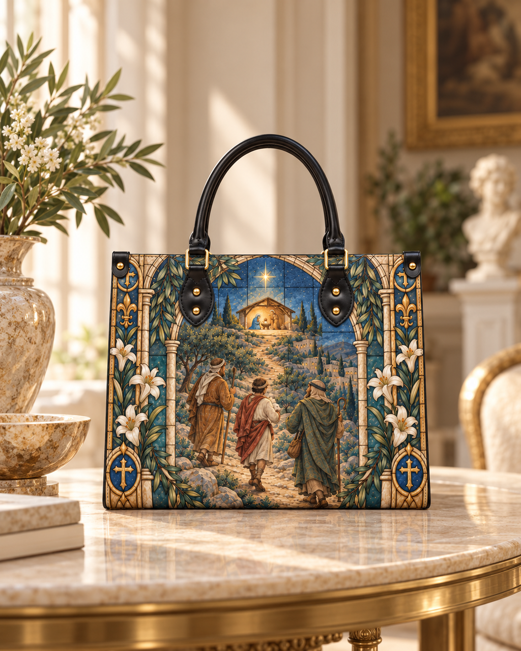 Guided by His Light PU Leather Handbag - Christian Handbag, close-up of the print