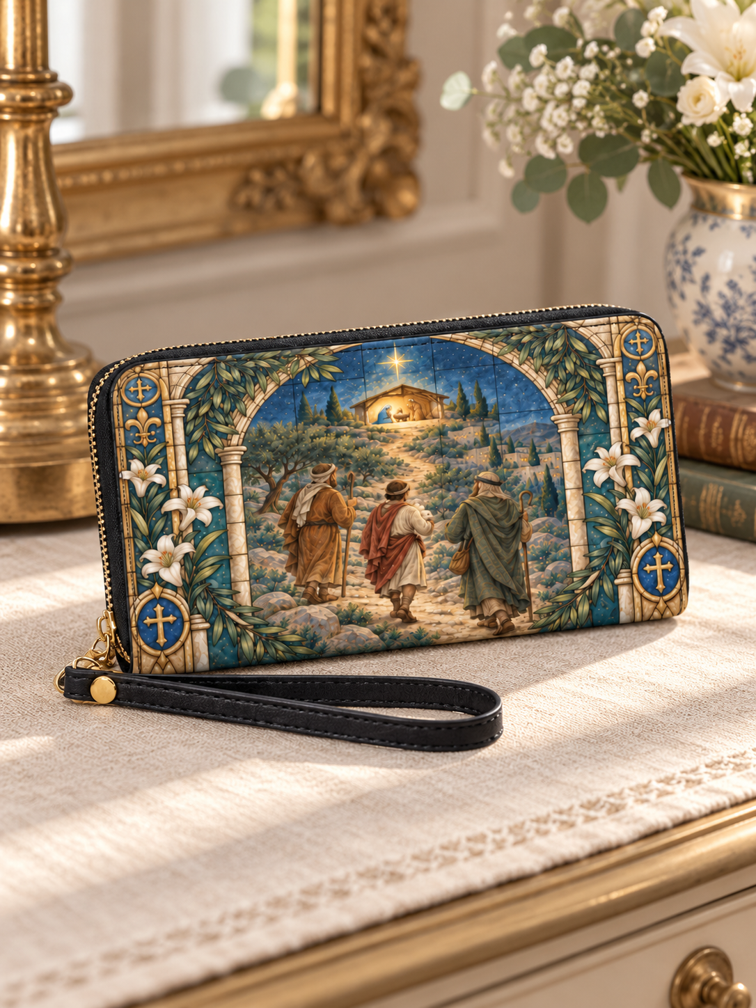Guided by His Light PU Leather Wallet - Christian Wallet, hanging display