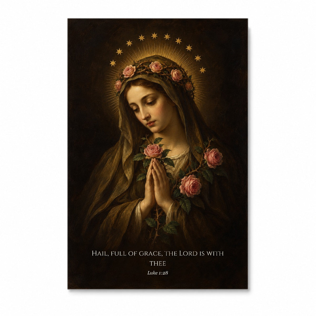Hail, Full of Grace Canvas Wall Art - Catholic Wall Art, front view