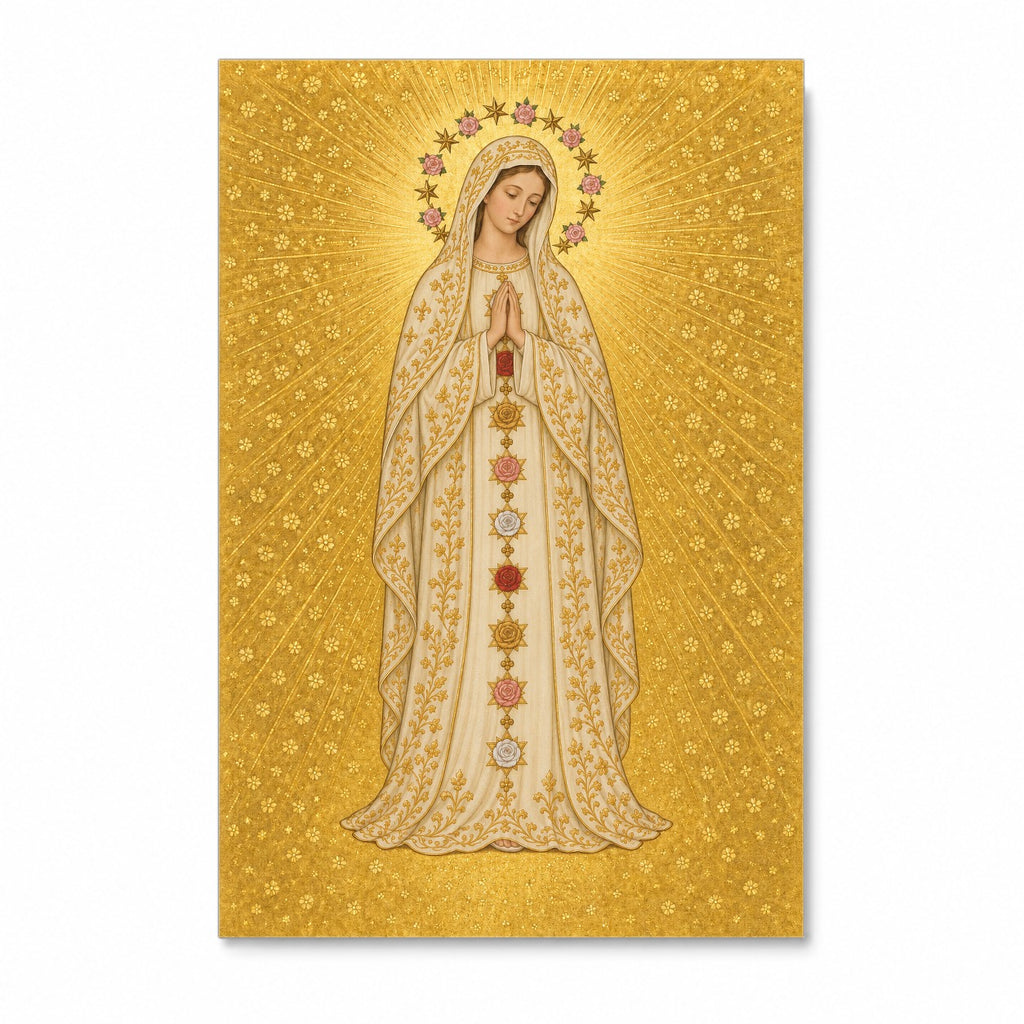 Hail, Full of Grace in Manuscript Canvas Wall Art - Catholic Wall Art, front view