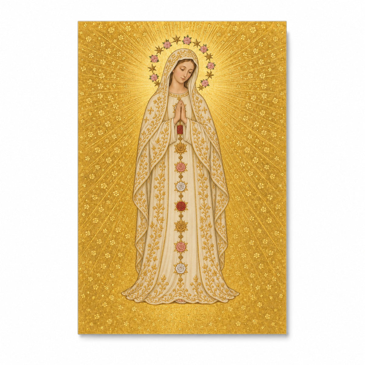 Hail, Full of Grace in Manuscript Canvas Wall Art - Catholic Wall Art, front view