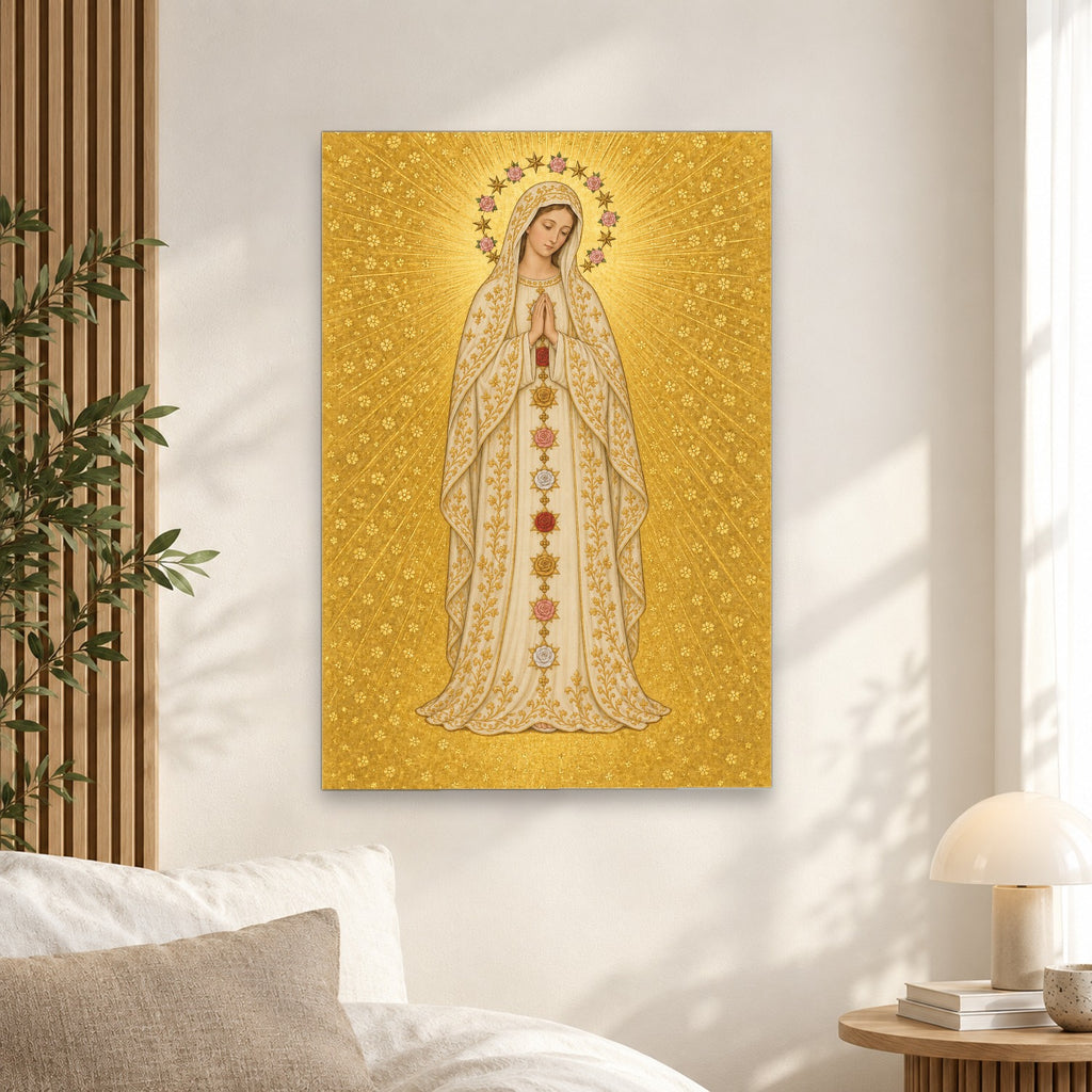 Hail, Full of Grace in Manuscript Canvas Wall Art - Catholic Wall Art, alternate angle