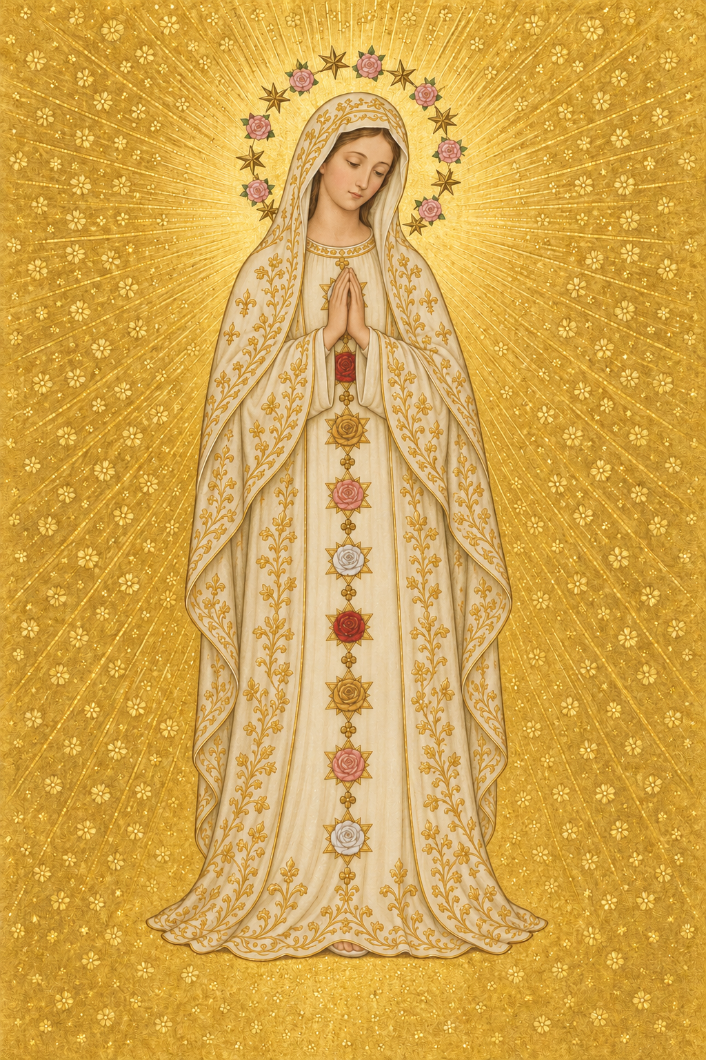 Hail, Full of Grace in Manuscript Canvas Wall Art - Catholic Wall Art, lifestyle scene