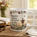 Haloed Mosquito Hymn Ceramic Mug - Christian Coffee Mug, front view