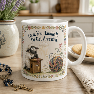 Hand It Over Lamb Ceramic Mug - Christian Coffee Mug, front view