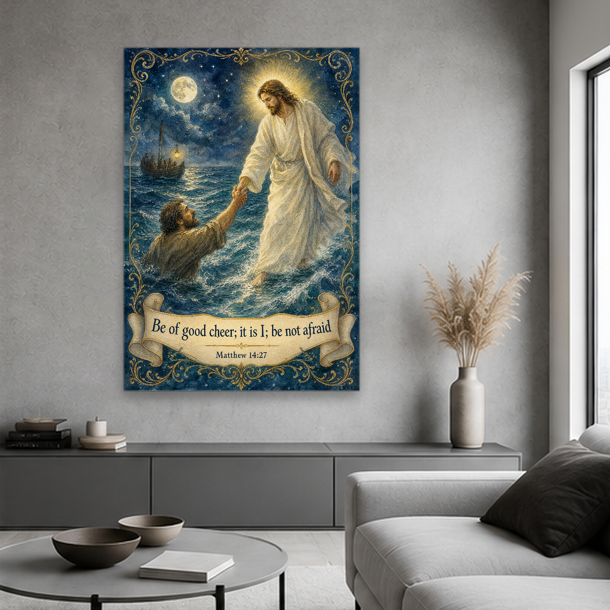 Hand upon the Waves Canvas Wall Art - Christian Wall Art, styled in the home