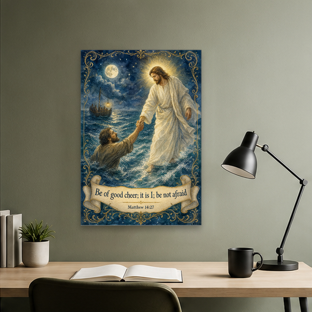 Hand upon the Waves Canvas Wall Art - Christian Wall Art, hanging display