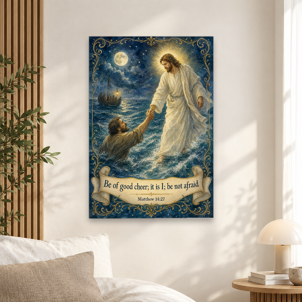 Hand upon the Waves Canvas Wall Art - Christian Wall Art, scale reference