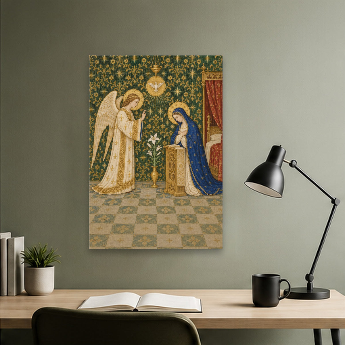Handmaid of the Lord Canvas Wall Art - Catholic Wall Art, close-up of the print