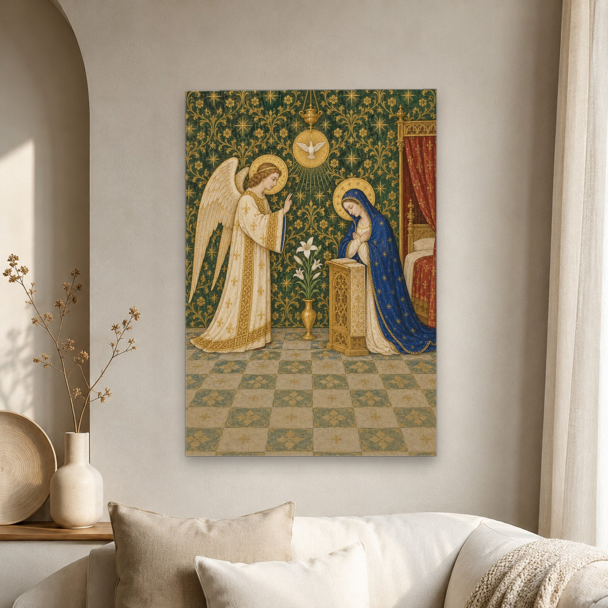 Handmaid of the Lord Canvas Wall Art - Catholic Wall Art, scale reference
