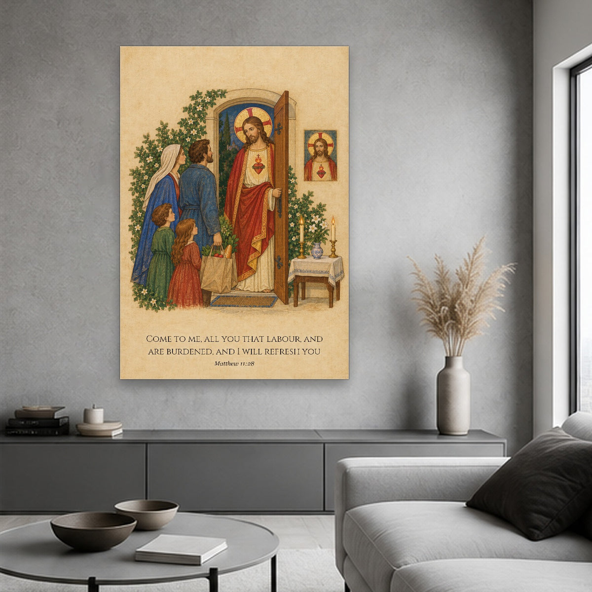 Heart of the Home Canvas Wall Art - Catholic Wall Art, hanging display