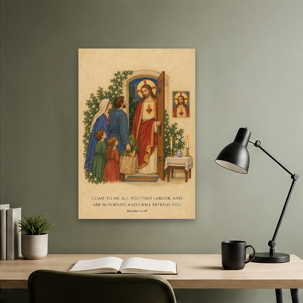 Heart of the Home Canvas Wall Art - Catholic Wall Art, close-up of the print