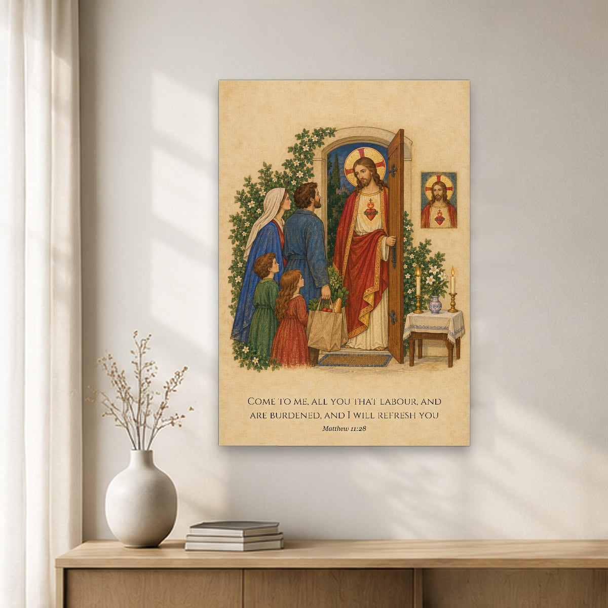Heart of the Home Canvas Wall Art - Catholic Wall Art, gift presentation