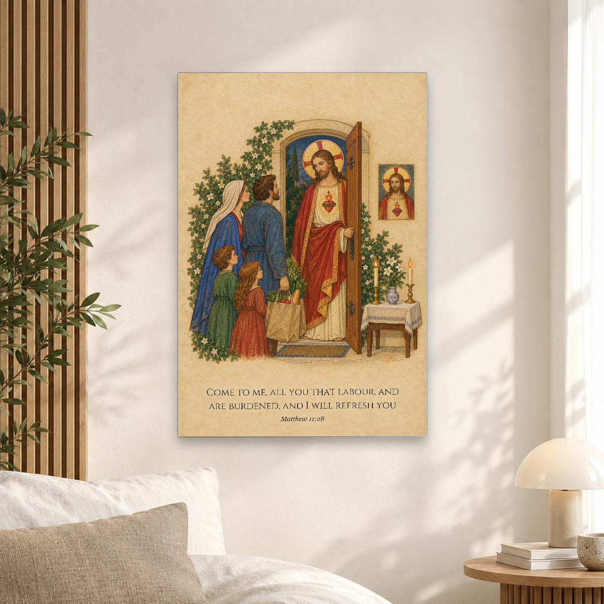 Heart of the Home Canvas Wall Art - Catholic Wall Art, alternate angle