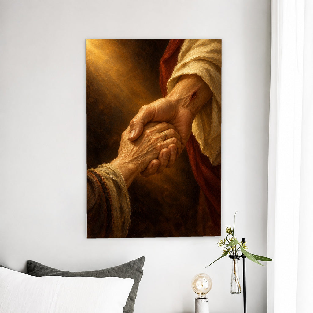 Held Canvas Wall Art - Catholic Wall Art, detail view
