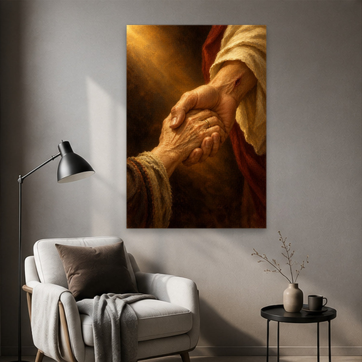 Held Canvas Wall Art - Catholic Wall Art, styled in the home