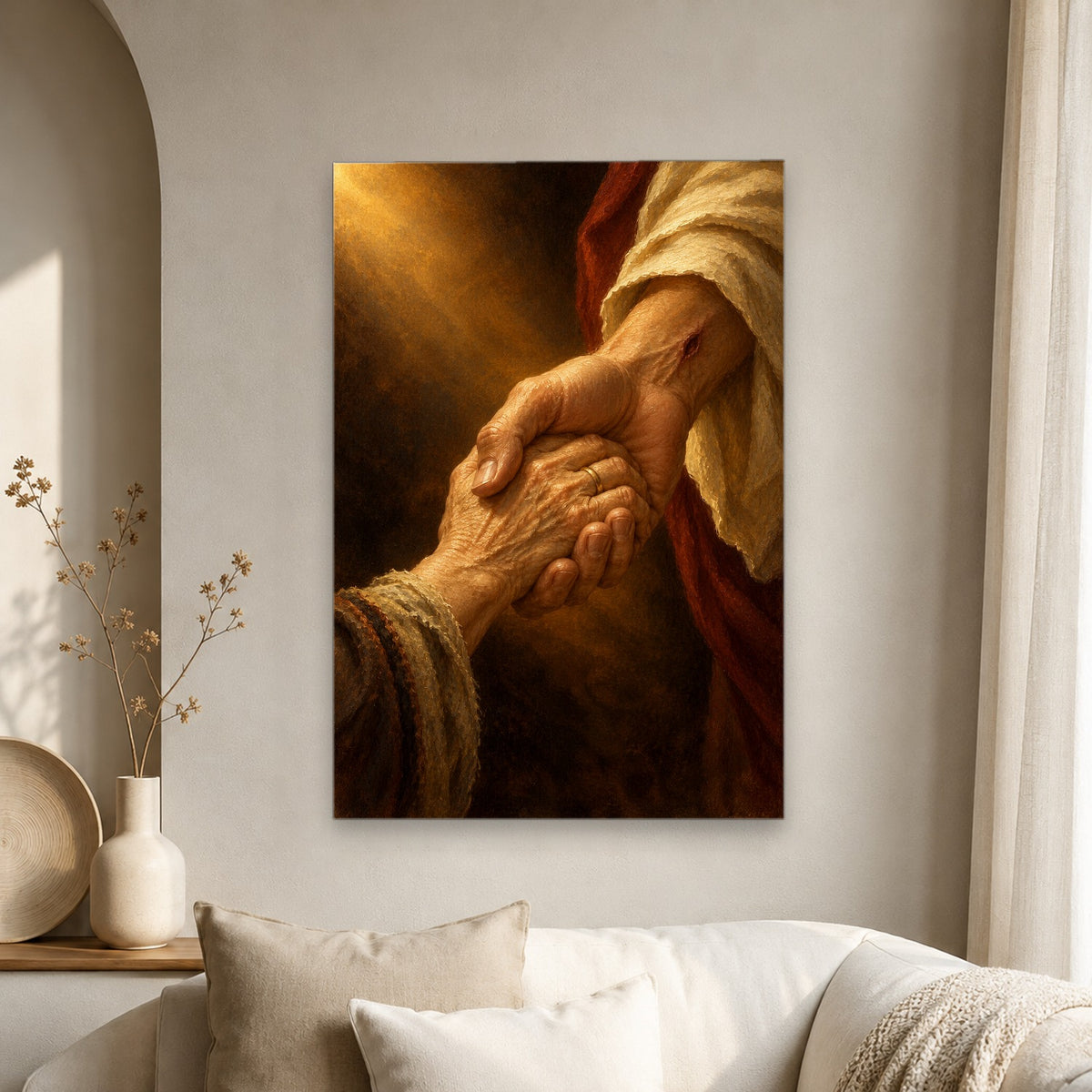 Held Canvas Wall Art - Catholic Wall Art, scale reference
