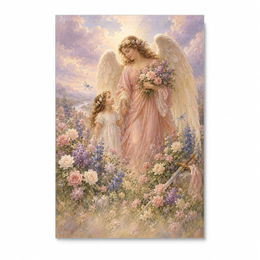 His Angels Charge Canvas Wall Art - Catholic Wall Art, front view