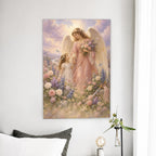 His Angels Charge Canvas Wall Art - Catholic Wall Art, detail view