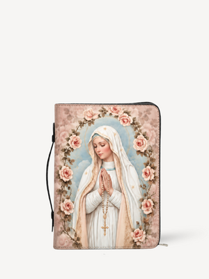 Holy Rosary Bible Cover - PU Leather Bible Cover, front view