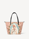 Holy Rosary PU Leather Tote Bag - Christian Tote Bag, front view