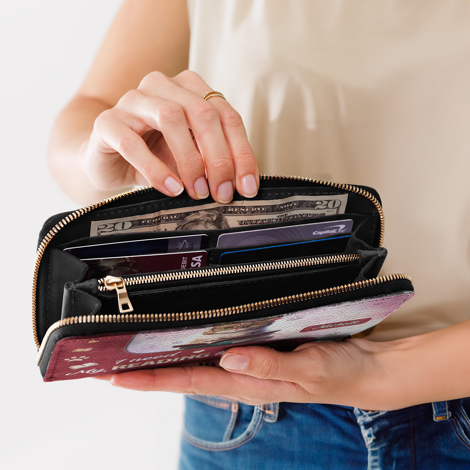 I Need My Reading Time NNRZ01088167WB Zip Around Leather Wallet