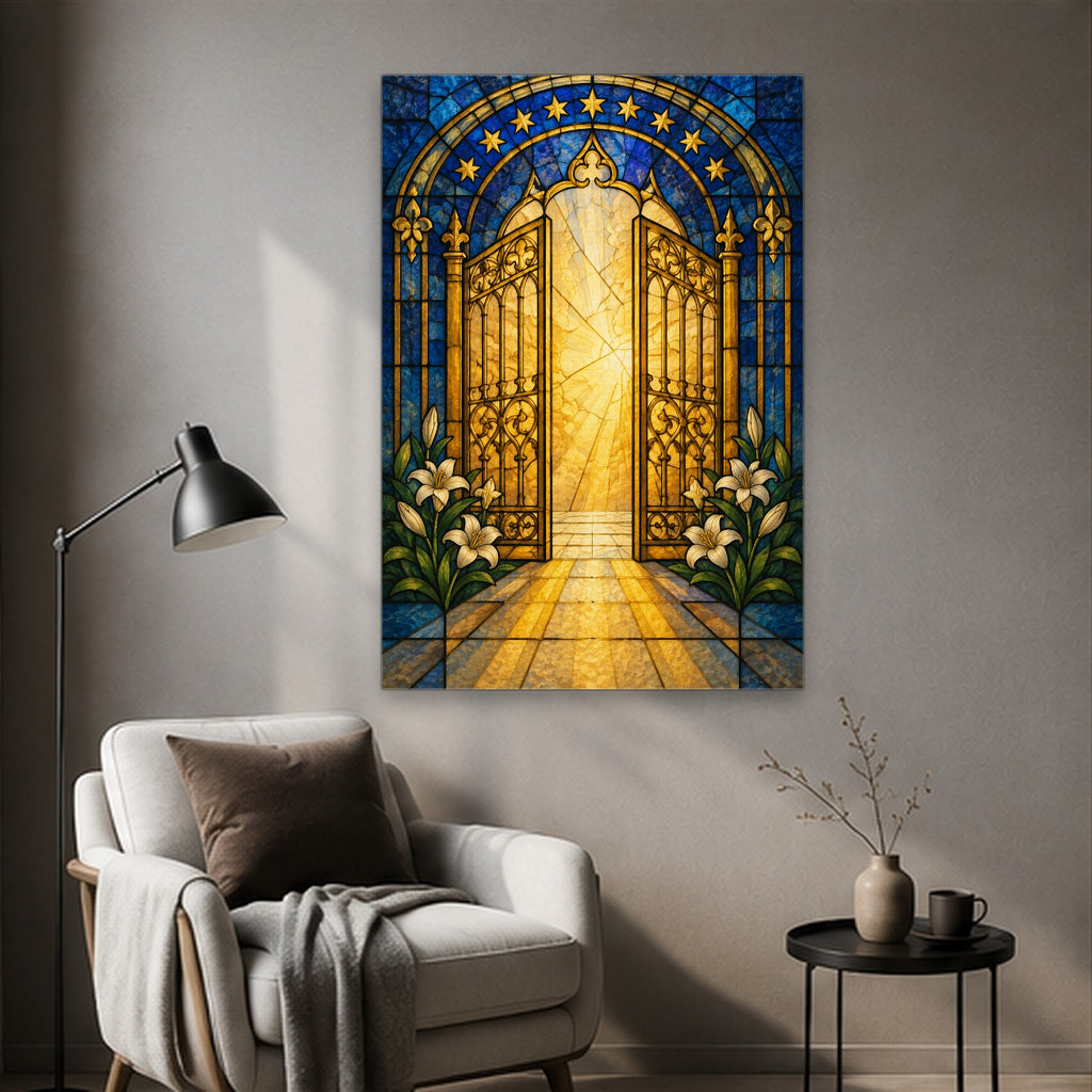Ianua Caeli Canvas Wall Art - Catholic Wall Art, styled in the home